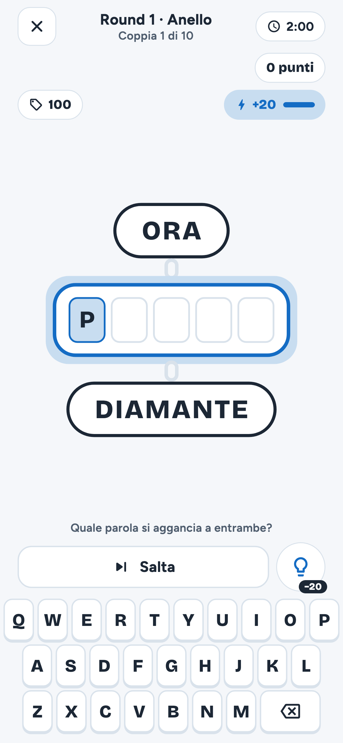 Un round della sfida 1v1 con il punteggio